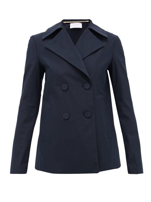 Matchesfashion.com Harris Wharf London - Double-breasted Technical-twill Pea Coat - Womens - Navy