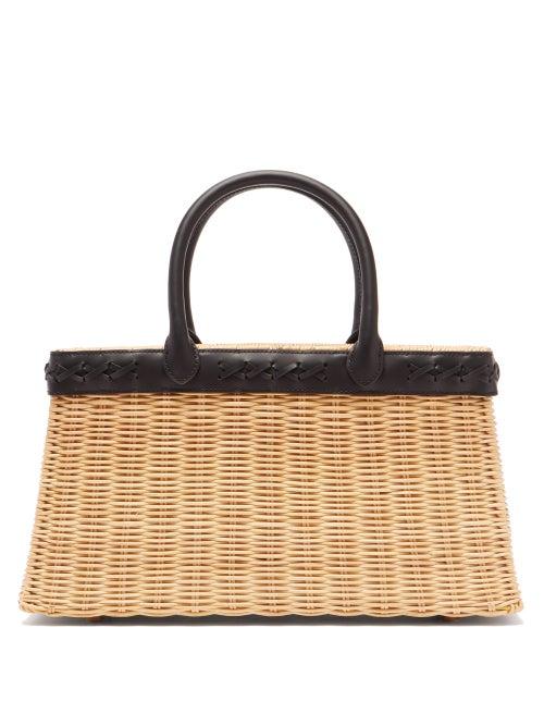 Matchesfashion.com Sparrows Weave - The Tote Wicker And Leather Basket Bag - Womens - Black