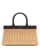 Matchesfashion.com Sparrows Weave - The Tote Wicker And Leather Basket Bag - Womens - Black