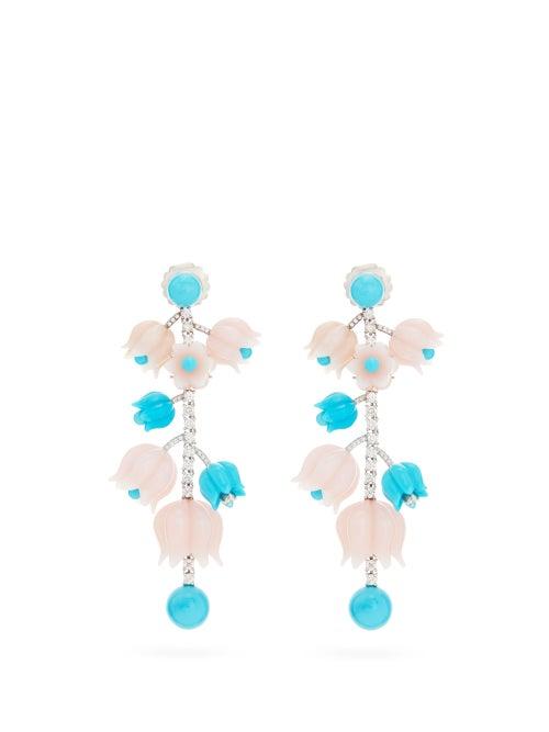 Matchesfashion.com Irene Neuwirth - Diamond, Opal, Turquoise & 18kt Gold Earrings - Womens - White Gold