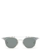 Matchesfashion.com Thom Browne - Clip-on Lens Round Sunglasses - Mens - Grey