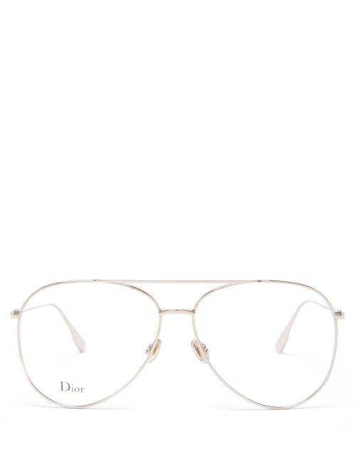 Matchesfashion.com Dior Eyewear - Stellaire017 Aviator Metal Glasses - Womens - Gold