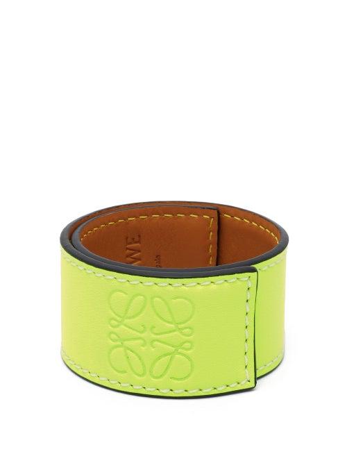 Matchesfashion.com Loewe Paula's Ibiza - Anagram-debossed Leather Slap Bracelet - Womens - Yellow