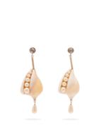 Matchesfashion.com Etro - Shell And Faux Pearl Drop Earrings - Womens - Gold