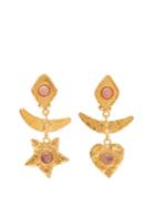 Matchesfashion.com Sylvia Toledano - Honeymoon Rodochrosite And Amethyst Clip Earrings - Womens - Gold
