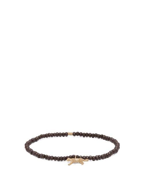 Matchesfashion.com Luis Morais - Panther Glass And Gold Charm Bracelet - Mens - Brown