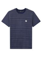 Matchesfashion.com A.p.c. - Stevie Violin Logo-patch Striped Jersey T-shirt - Mens - Navy