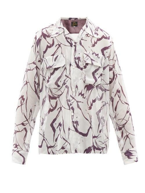 Needles - Scribble-print Chiffon Shirt - Mens - White Multi