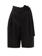 Matchesfashion.com Valentino - High-rise Belted Wool Shorts - Womens - Black
