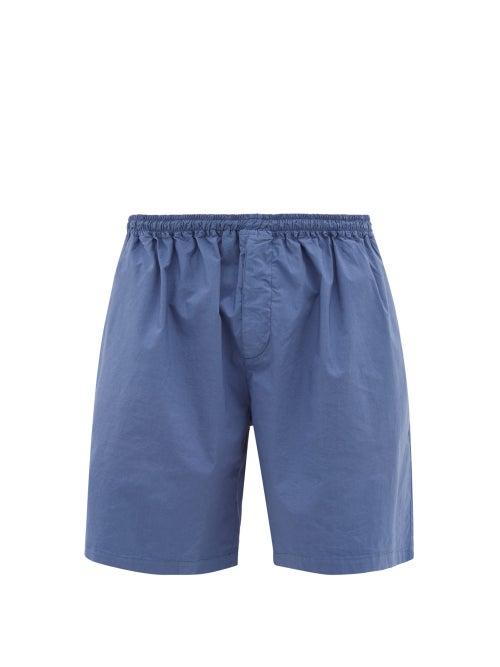 Matchesfashion.com Raey - Wide Leg Cotton Blend Shorts - Mens - Dark Purple