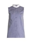 Khaite Shalom Striped Cotton Sleeveless Shirt