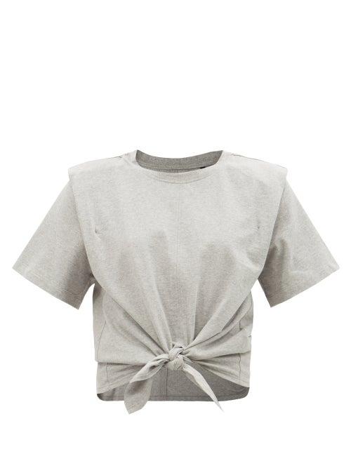 Isabel Marant - Zelikia Tie-front Cotton Crop Top - Womens - Grey