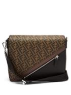 Matchesfashion.com Fendi - Asymmetric Ff-monogram Leather Cross-body Bag - Mens - Black