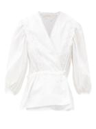 Matchesfashion.com See By Chlo - Wrap-front Broderie-anglaise Cotton-poplin Top - Womens - White