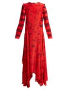 Matchesfashion.com Preen Line - Hebe Floral Print Handkerchief Hem Dress - Womens - Red Multi