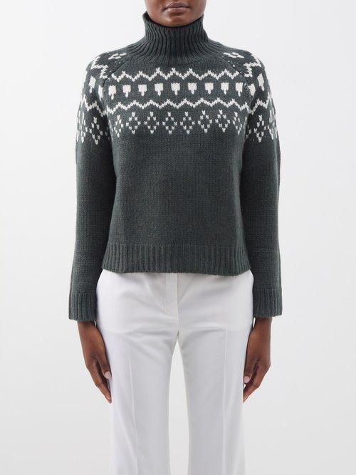 Lisa Yang - Nina Fair Isle Cashmere Sweater - Womens - Dark Green