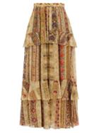 Matchesfashion.com Etro - Tiered Paisley-print Silk-chiffon Maxi Skirt - Womens - Beige Multi