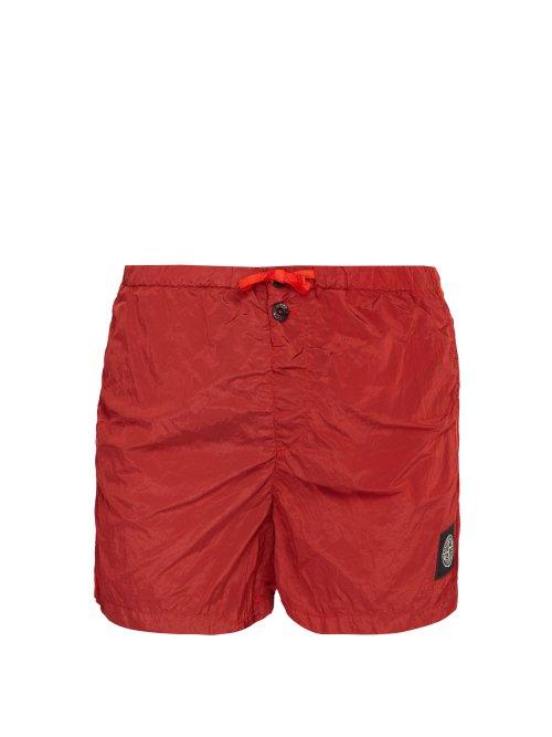 Matchesfashion.com Stone Island - Short Drawstring Swim Shorts - Mens - Red