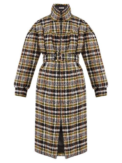 Matchesfashion.com Miu Miu - Oversized Wool Blend Tweed Coat - Womens - Brown Multi