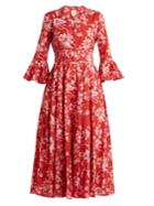 Gül Hürgel Belted Bell-sleeve Floral-print Cotton Dress