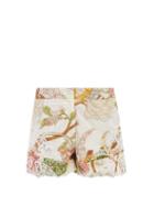 Juliet Dunn - High-rise Floral-print Cotton-poplin Shorts - Womens - Cream Print
