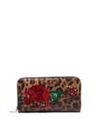Matchesfashion.com Dolce & Gabbana - Leopard Print Crystal Embellished Leather Wallet - Womens - Leopard