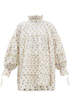 Matchesfashion.com Cecilie Bahnsen - Alberte Floral Jacquard Cotton Blouse - Womens - Ivory Multi