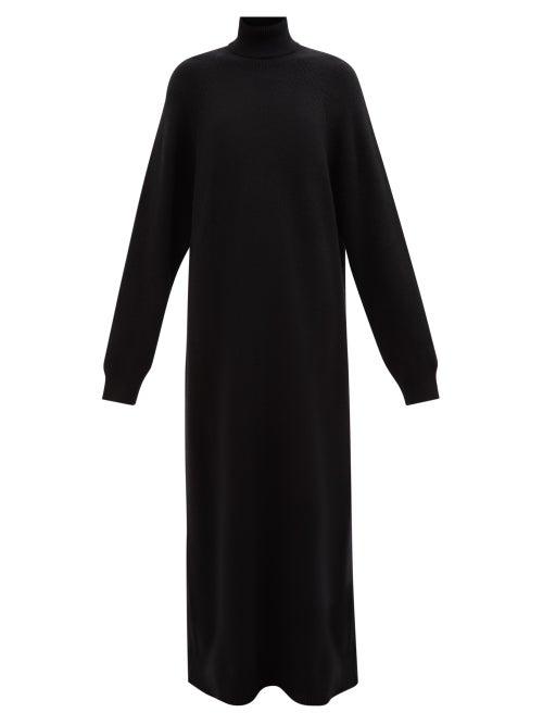 Raey - Recycled-cashmere Blend Roll-neck Dress - Womens - Black