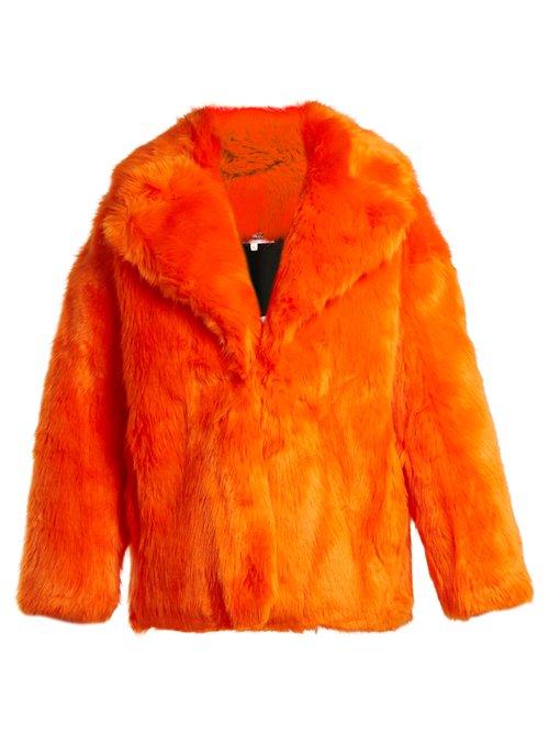 Matchesfashion.com Diane Von Furstenberg - Oversized Faux Fur Jacket - Womens - Orange