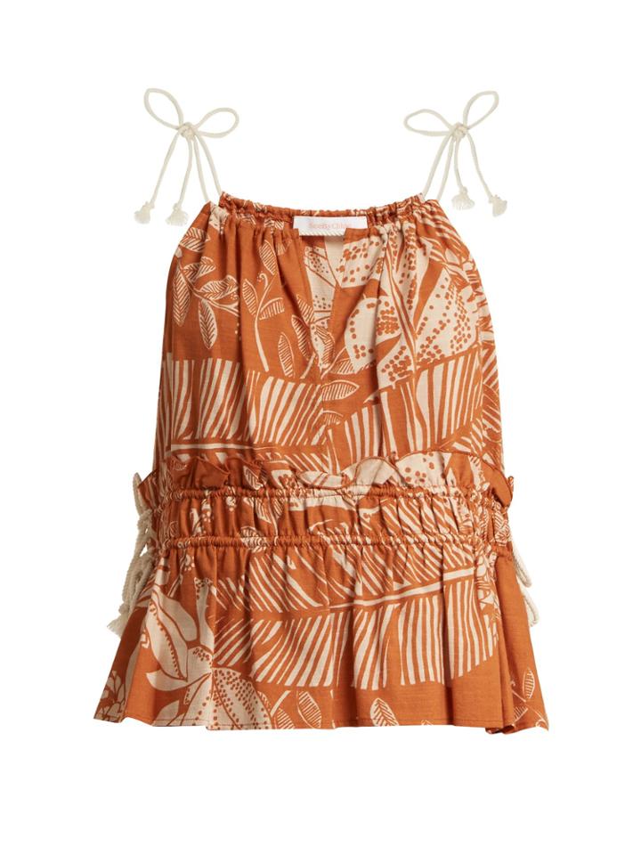 See By Chloé Scoop-neck Jungle-print Cotton-blend Top