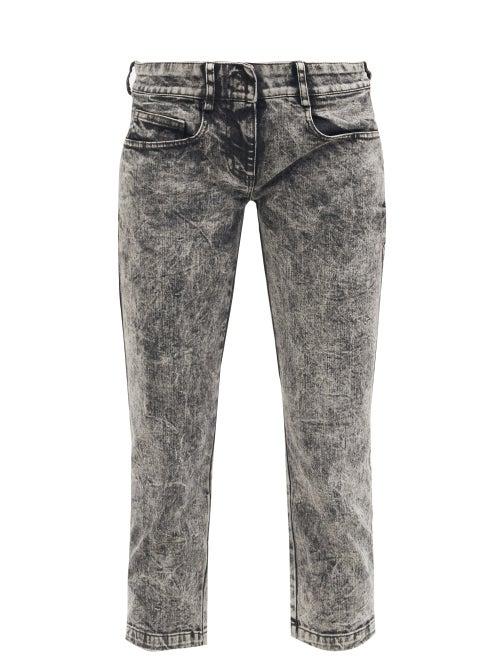 Matchesfashion.com Norma Kamali - Acid-wash Cropped Jeans - Womens - Black Multi