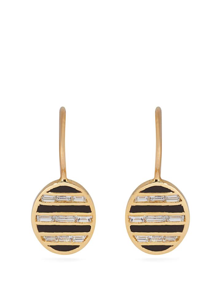 Jessica Biales 18kt Gold, Diamond And Enamel Earrings