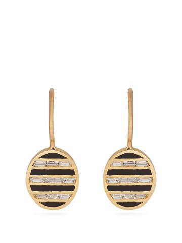 Jessica Biales 18kt Gold, Diamond And Enamel Earrings
