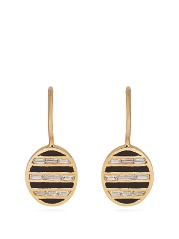 Jessica Biales 18kt Gold, Diamond And Enamel Earrings