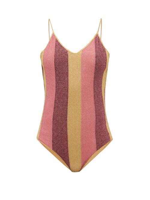 Matchesfashion.com Oseree - Lumire Striped Metallic Swimsuit - Womens - Multi