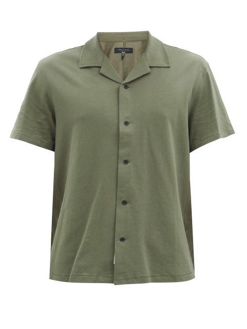 Mens Rtw Rag & Bone - Avery Cuban-collar Cotton-jersey Shirt - Mens - Khaki