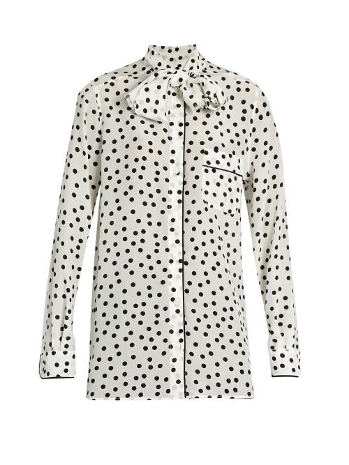 Dolce & Gabbana Polka-dot Print Silk Crepe De Chine Blouse