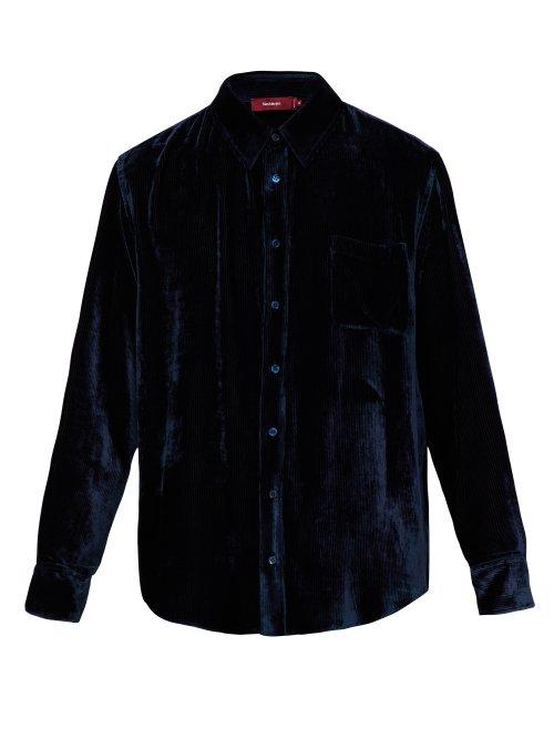 Matchesfashion.com Sies Marjan - Sander Silk Blend Corduroy Shirt - Mens - Dark Blue