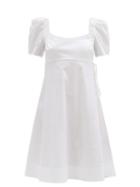 Matchesfashion.com Brock Collection - Puffed-sleeve Cotton-blend Poplin Dress - Womens - White