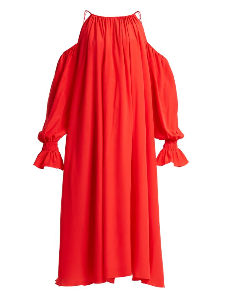 Anna October Cut-out Shoulder Silk-crepe Dress