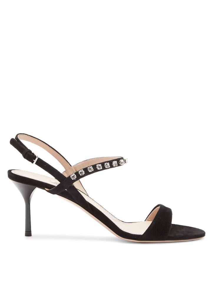 Miu Miu Crystal-embellished Suede Sandals