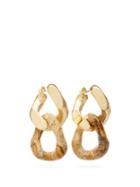 Matchesfashion.com Bottega Veneta - Double Link Jasper And Gold Plated Silver Earrings - Womens - Gold