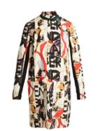 Matchesfashion.com Burberry - Graffiti And Scarf Print Silk Blend Panelled Dress - Womens - Multi