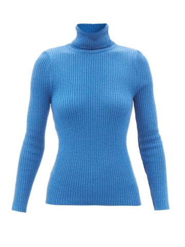 Thebe Magugu - Roll-neck Ribbed Wool-knit Jumper - Womens - Blue