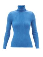 Thebe Magugu - Roll-neck Ribbed Wool-knit Jumper - Womens - Blue