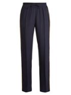 Serena Bute Contrast-striped Wide-leg Silk-crepe Trousers