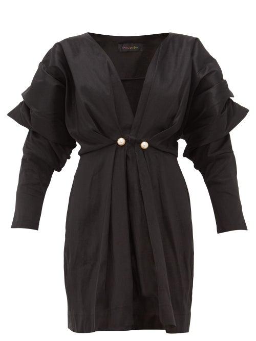 Matchesfashion.com Romance Was Born - Venus Faux Pearl Embellished Taffeta Mini Dress - Womens - Black