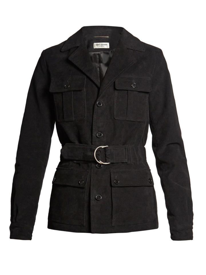 Saint Laurent Belted Cotton-blend Gabardine Jacket