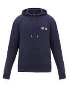 Matchesfashion.com Maison Kitsun - Double Fox Head-patch Cotton Hooded Sweatshirt - Mens - Navy