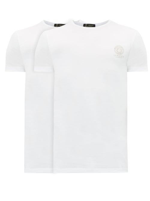 Matchesfashion.com Versace - Pack Of Two Medusa Print Jersey T Shirts - Mens - White